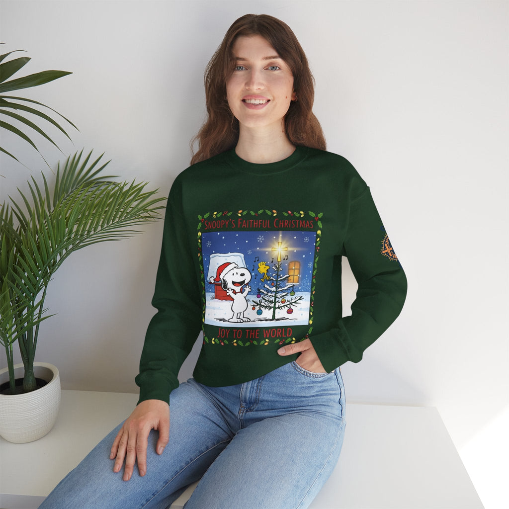 🎄 Faithful Christmas Friends – Christian Holiday Sweatshirt | Festive Tree & Cartoon Duo | Heartwarming Christmas Tee by Uplifted Gear Printify