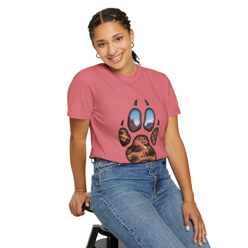 Strong and Courageous T-Shirt – Canine Pawprint Desert Joshua 1:9 Christian Tee Printify