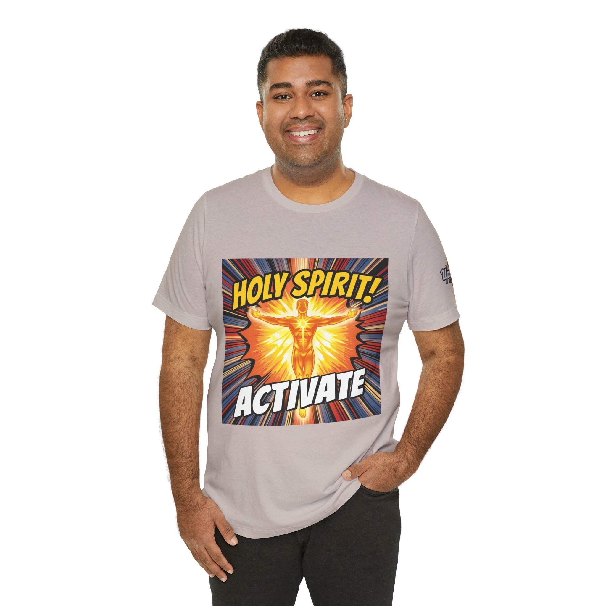 Holy Spirit Activate T-shirt – Superhero Christian T-shirt with Vibrant Power-Up Design for Faith-Fueled Boldness Printify