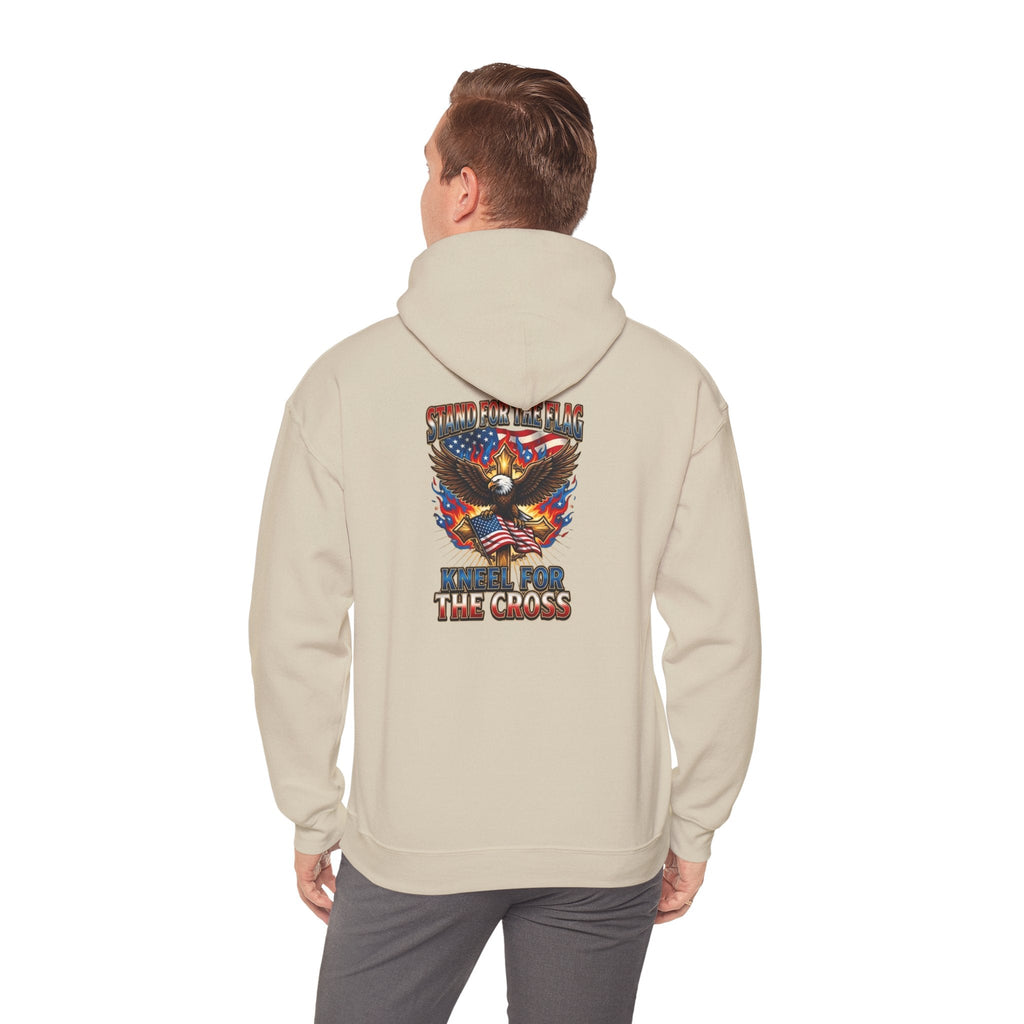 Stand for the Flag Kneel for the Cross Hoodie | Patriotic Eagle Hoodie Printify