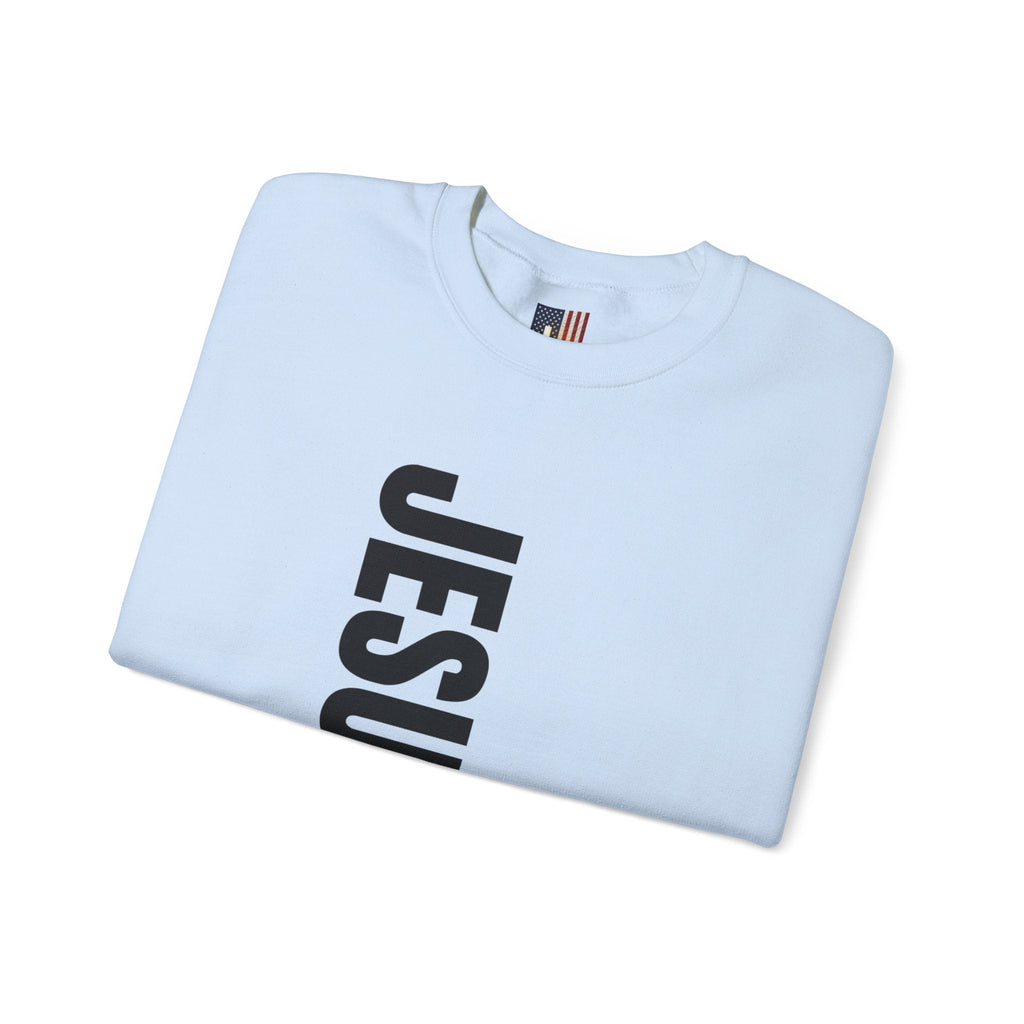 Jesus Is King Sweatshirt | Modern Typographic Cross Christian Sweatshirt Printify