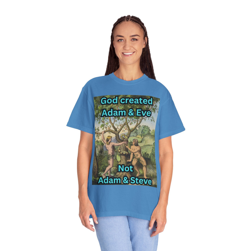 God Created Adam and Eve T-Shirt – Biblical Truth Christian Tee for Bold Faith Printify