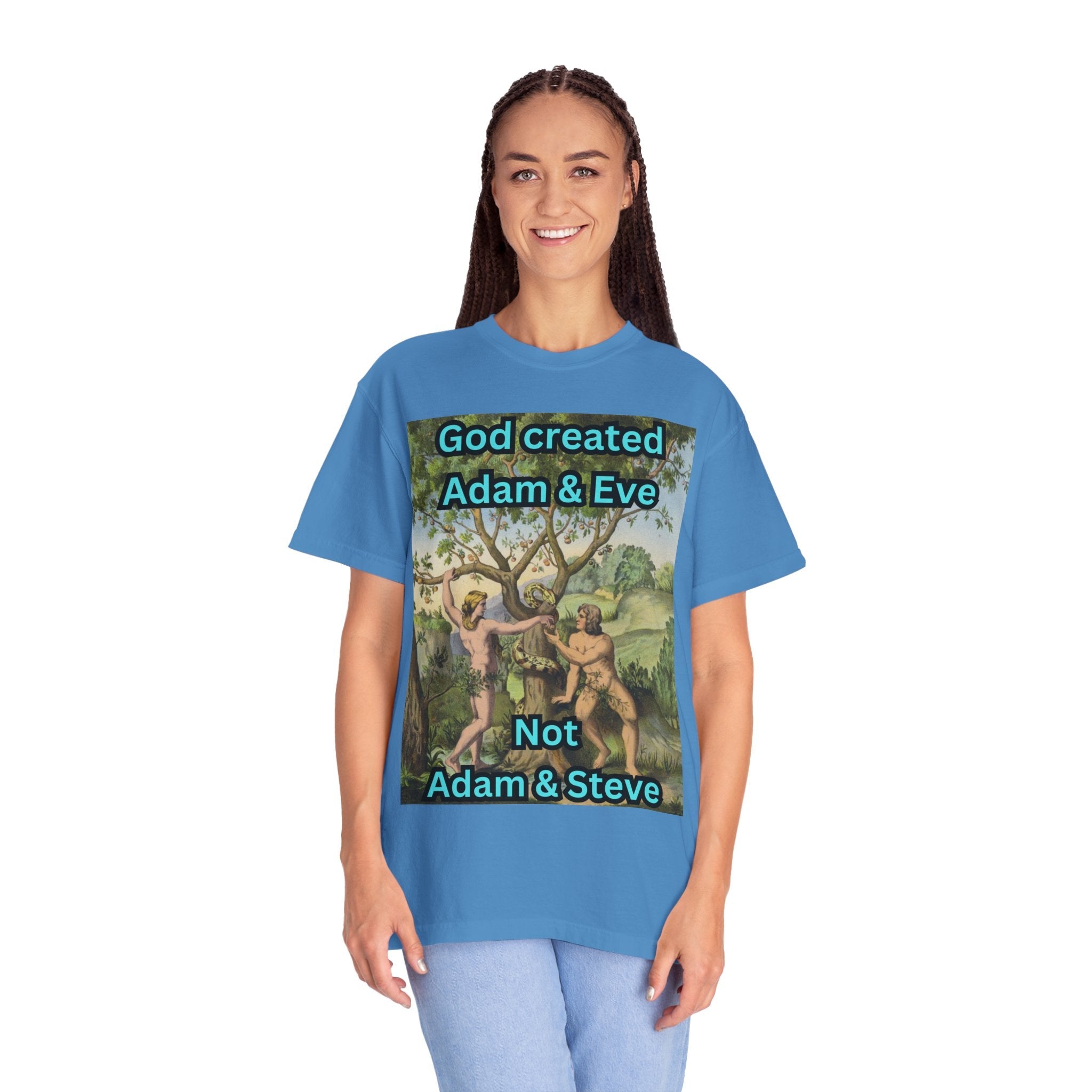 God Created Adam and Eve T-Shirt – Biblical Truth Christian Tee for Bold Faith Printify