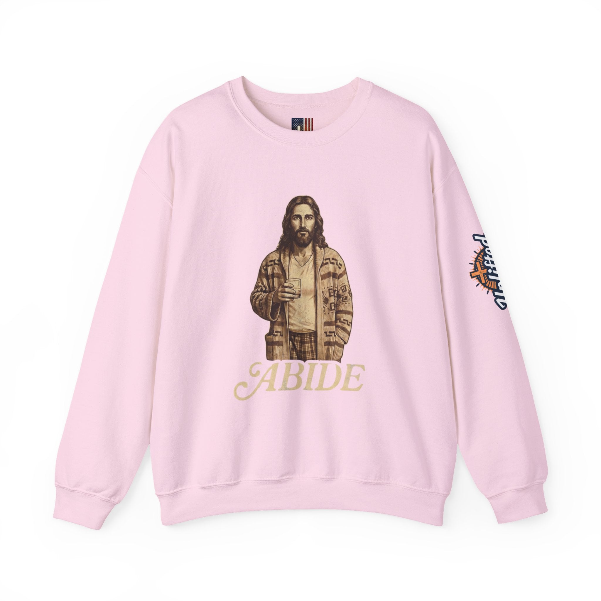 Abide Jesus Sweatshirt — Vintage 'The Dude' Religious Graphic Sweatshirt Printify