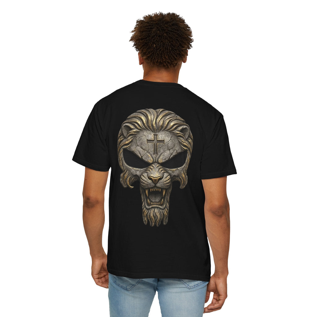 Lion of Judah Skull Christian T-shirt - Warrior Faith Cross T-shirt Printify