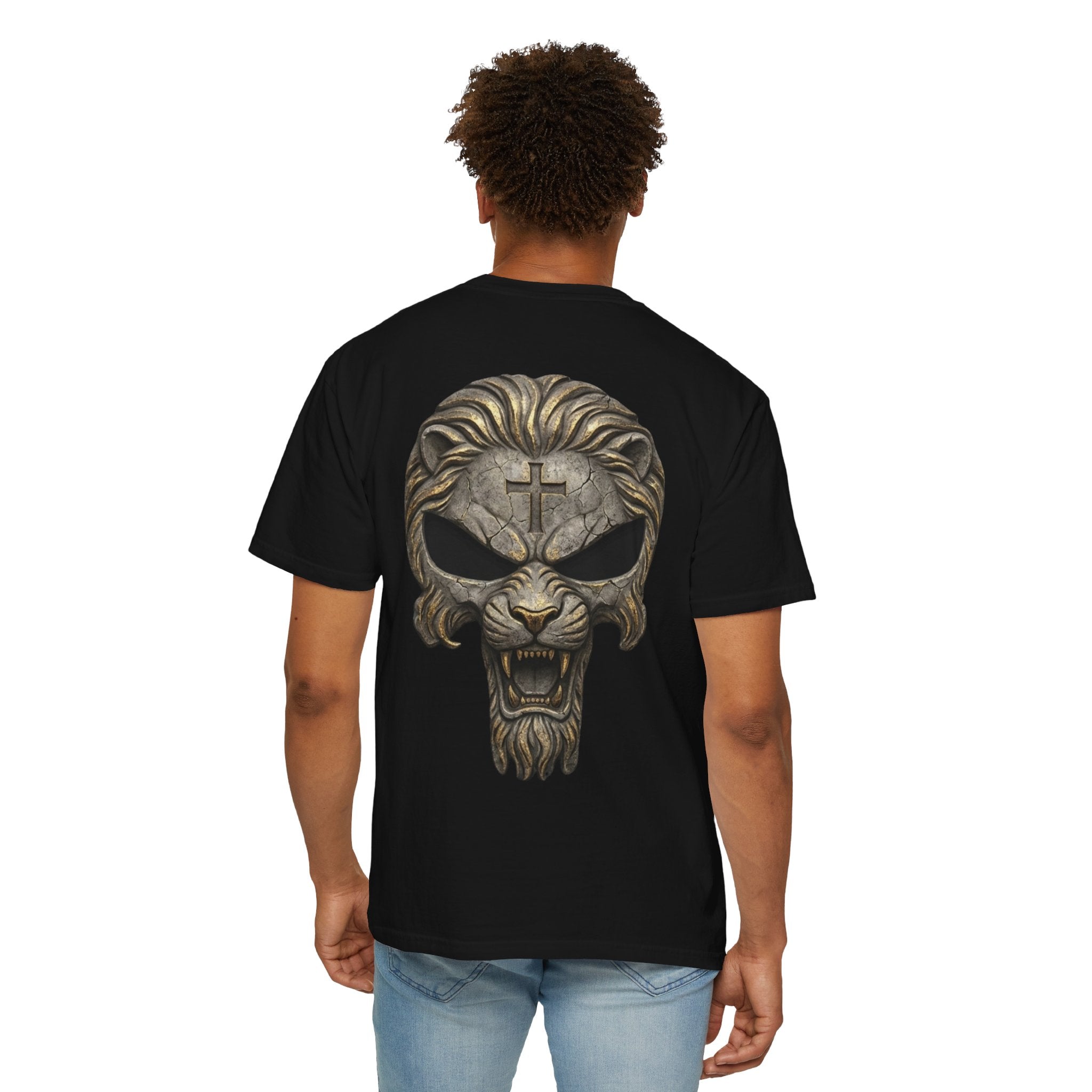 Lion of Judah Skull Christian T-shirt - Warrior Faith Cross T-shirt Printify