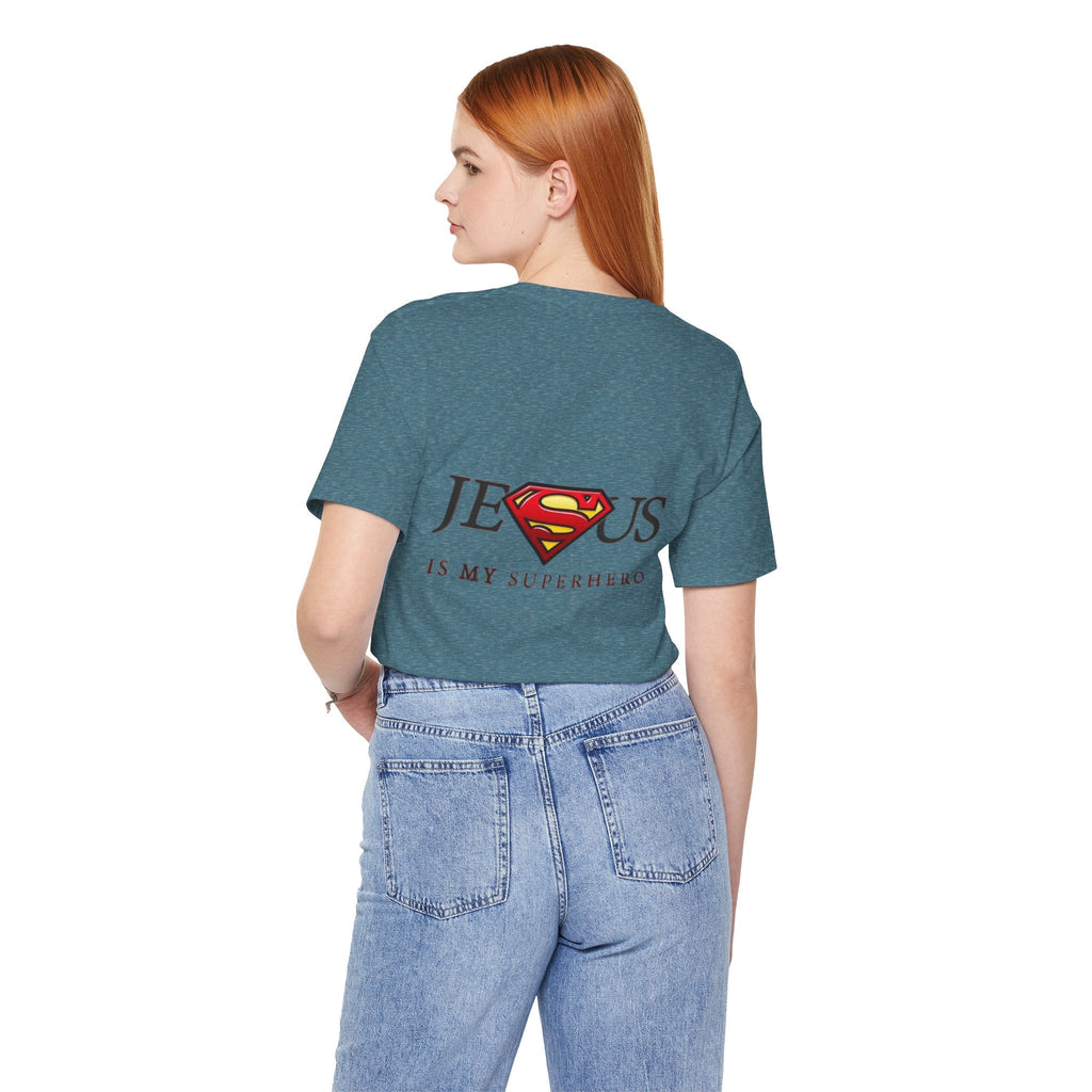 Jesus Is My Superhero T-Shirt — Faith-Based Superman-Inspired Tee Printify