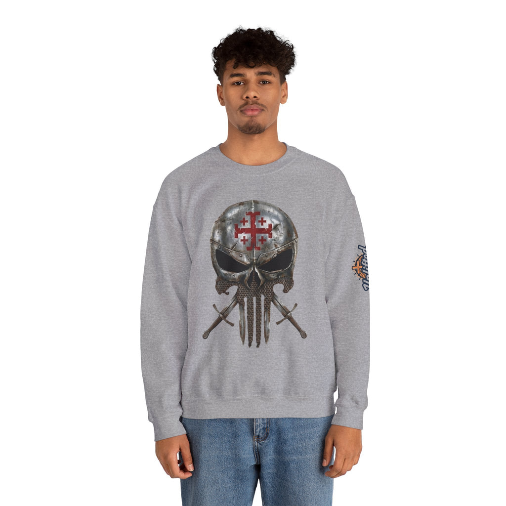 Crusader Knight Christian Skull Sweatshirt - Warrior Armor of God Sweatshirt Printify