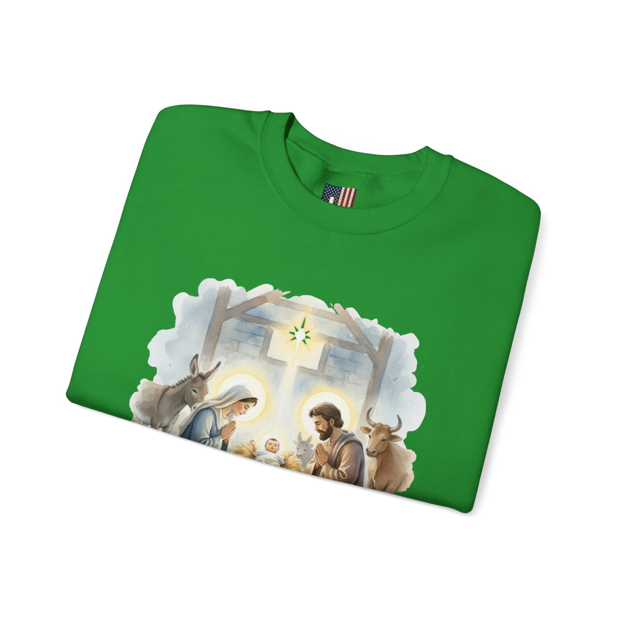Unto Us a Child is Born Sweatshirt – Isaiah 9:6 Nativity Manger Scene Christian Christmas Sweatshirt for Holy Night Faith Printify