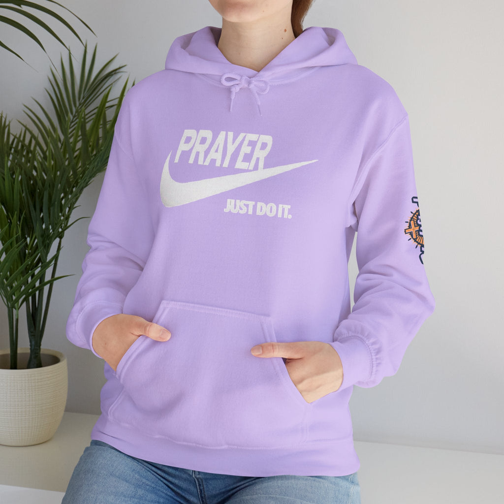 Prayer Just Do It Hoodie - Funny Christian Nike Parody Hoodie - Faith Gear Printify
