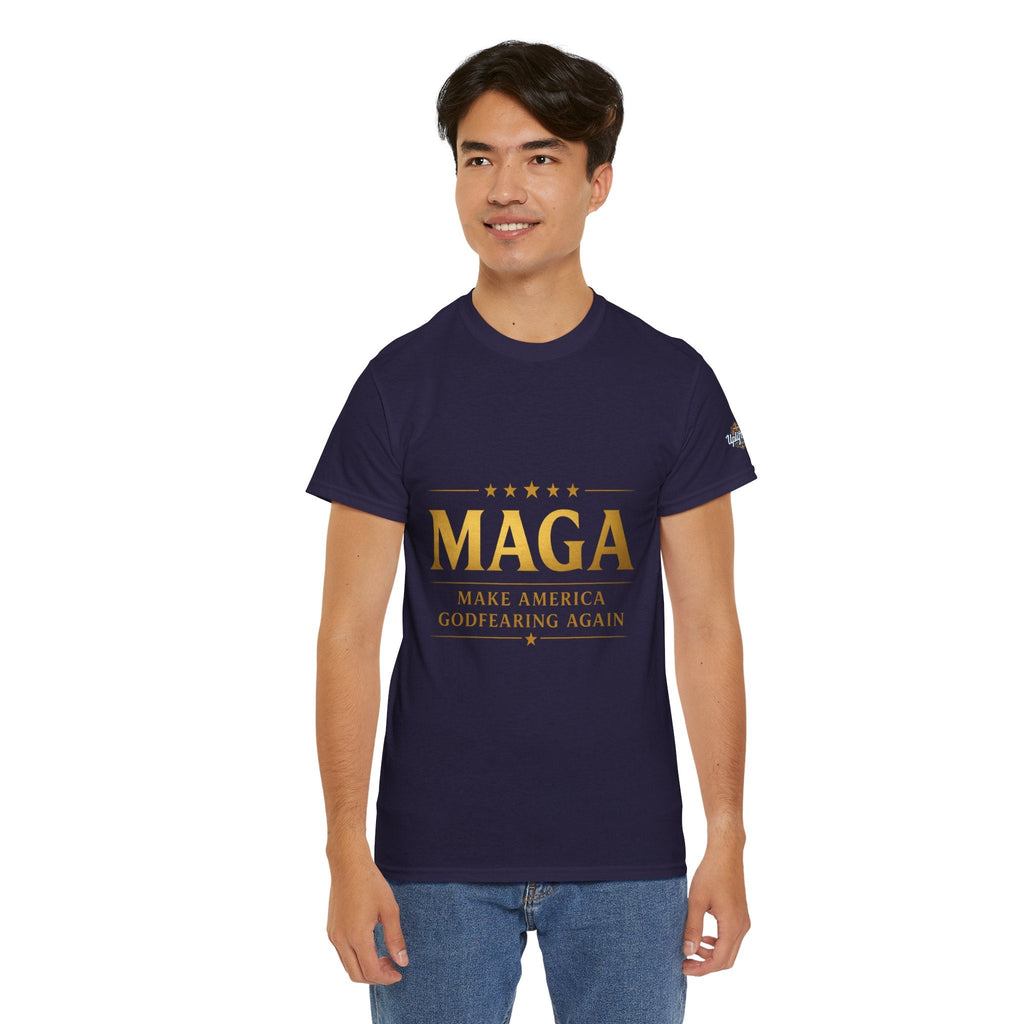 MAGA Gold Letter T-Shirt — "Make America Great Again" Printify