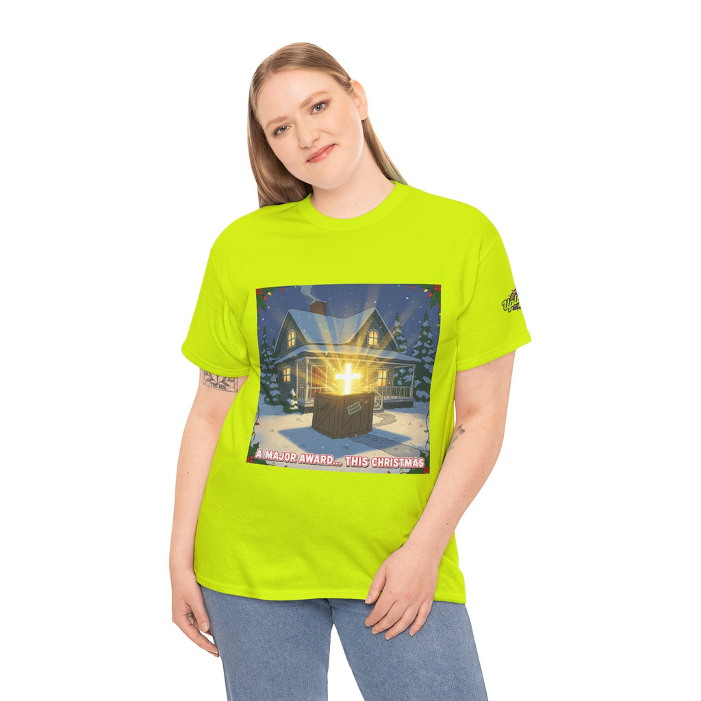 A Major Award This Christmas T-shirt – Fragile Leg Lamp Parody Cross Unboxing Christian T-shirt for Hilarious Faith & Holiday Glow Printify