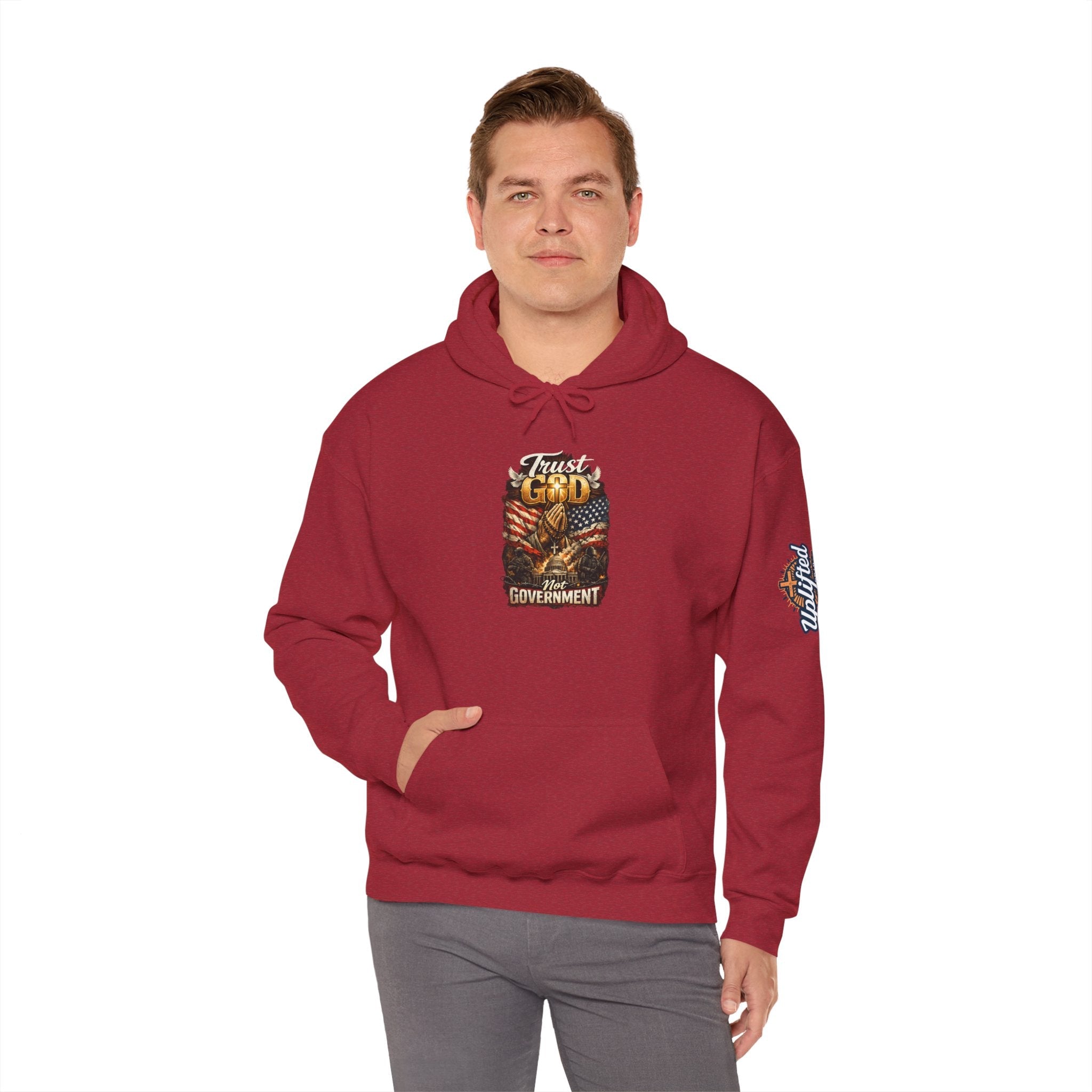 Trust God Not Government Hoodie — Vintage Patriotic Christian Hoodie Printify
