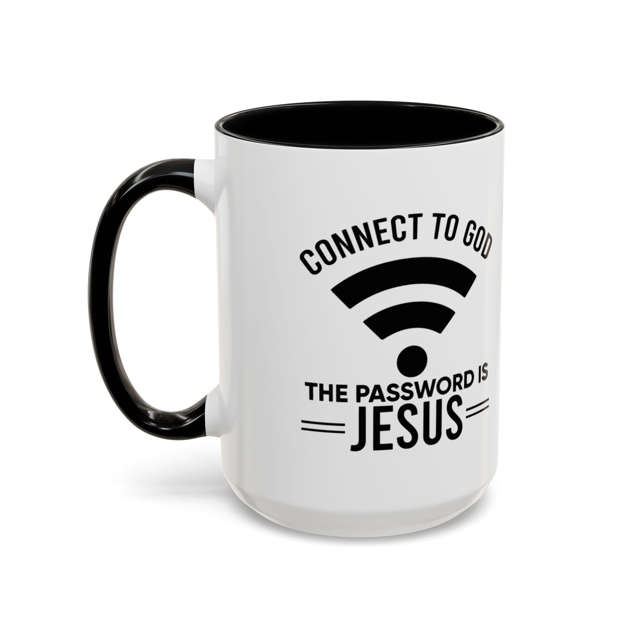 Connect to God Coffee Mug — "WIFI Password is Jesus" Funny Christian Faith Mug Printify