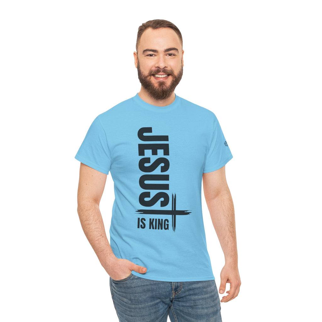 Jesus Is King T-shirt | Modern Typographic Cross Christian T-shirt Printify