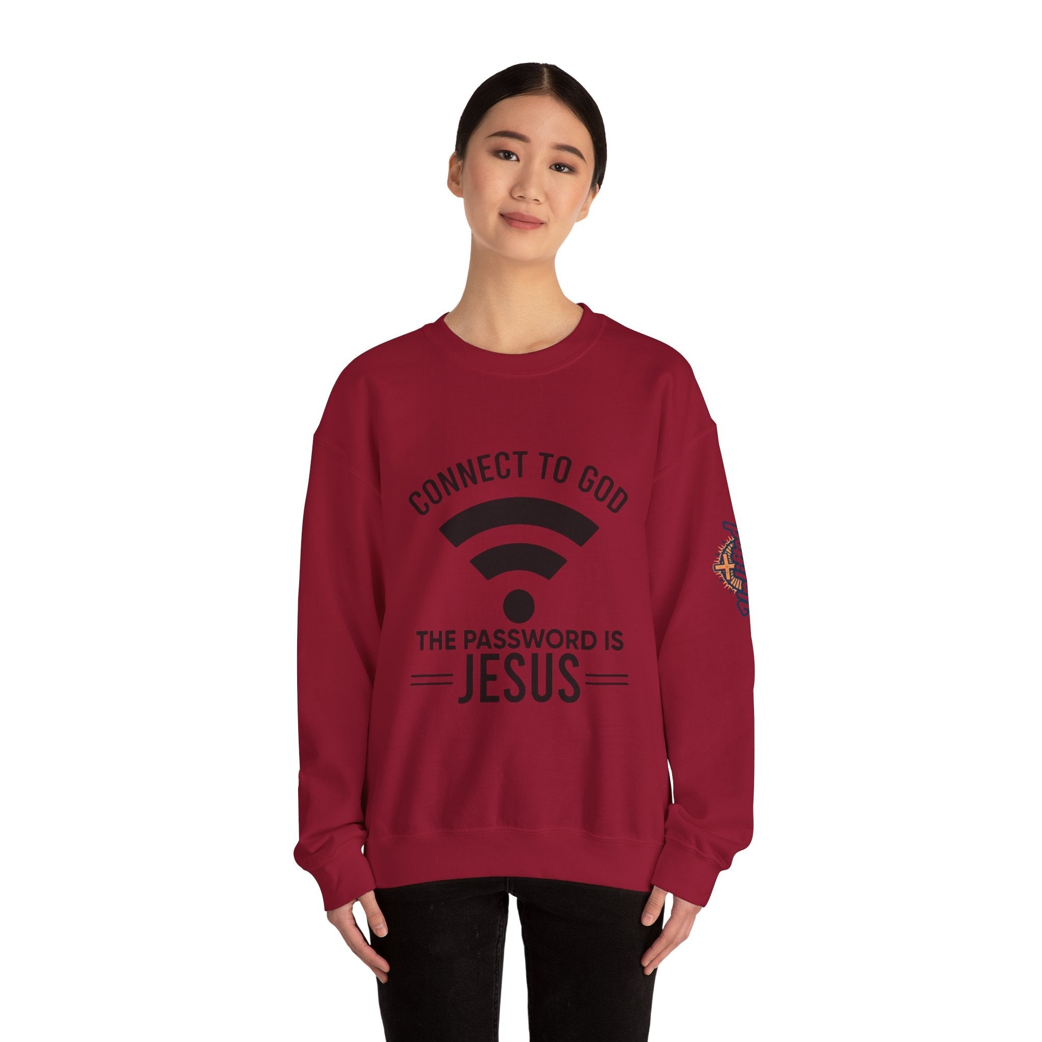 Connect to God Sweatshirt - WIFI Password is Jesus - Funny Christian Faith Sweatshirt Printify
