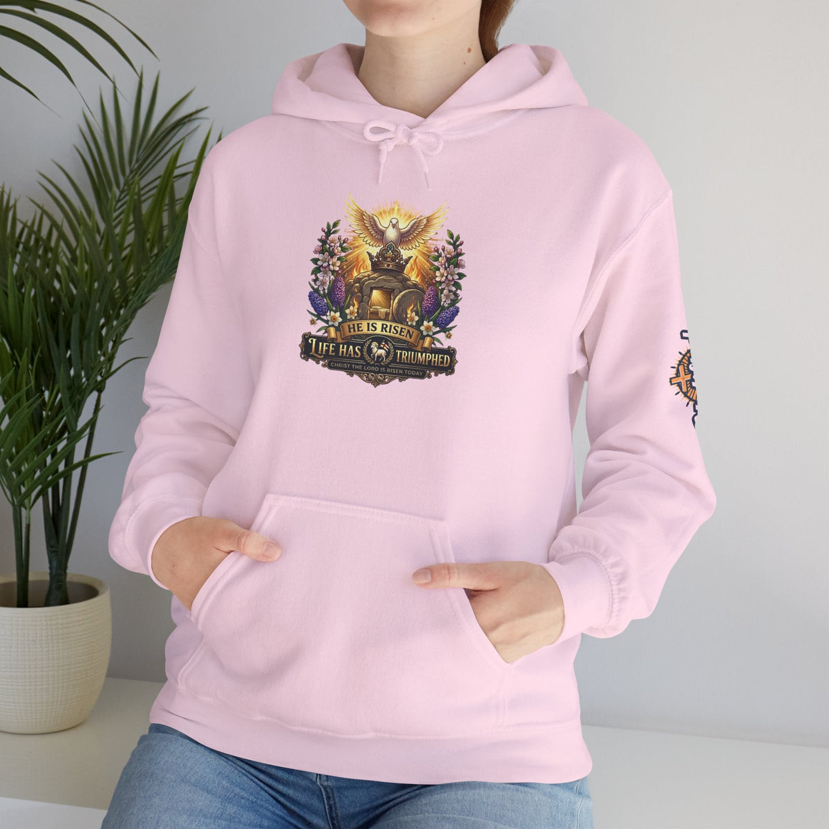 He Is Risen "Life Has Triumphed" Hoodie — Easter Resurrection Christian Hoodie Printify