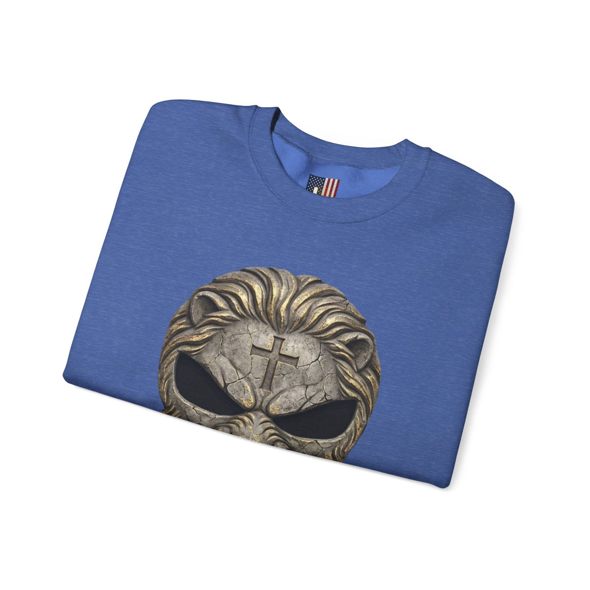 Lion of Judah Skull Christian Sweatshirt - Warrior Faith Cross Sweatshirt Printify