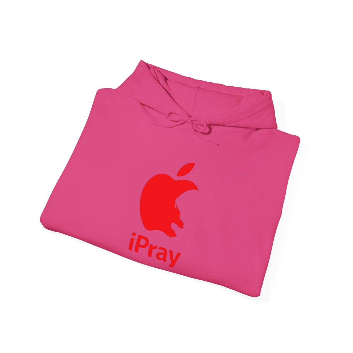 iPray Apple Logo Hoodie — Funny Christian Hoodie (Minimal Red Apple Graphic) Printify