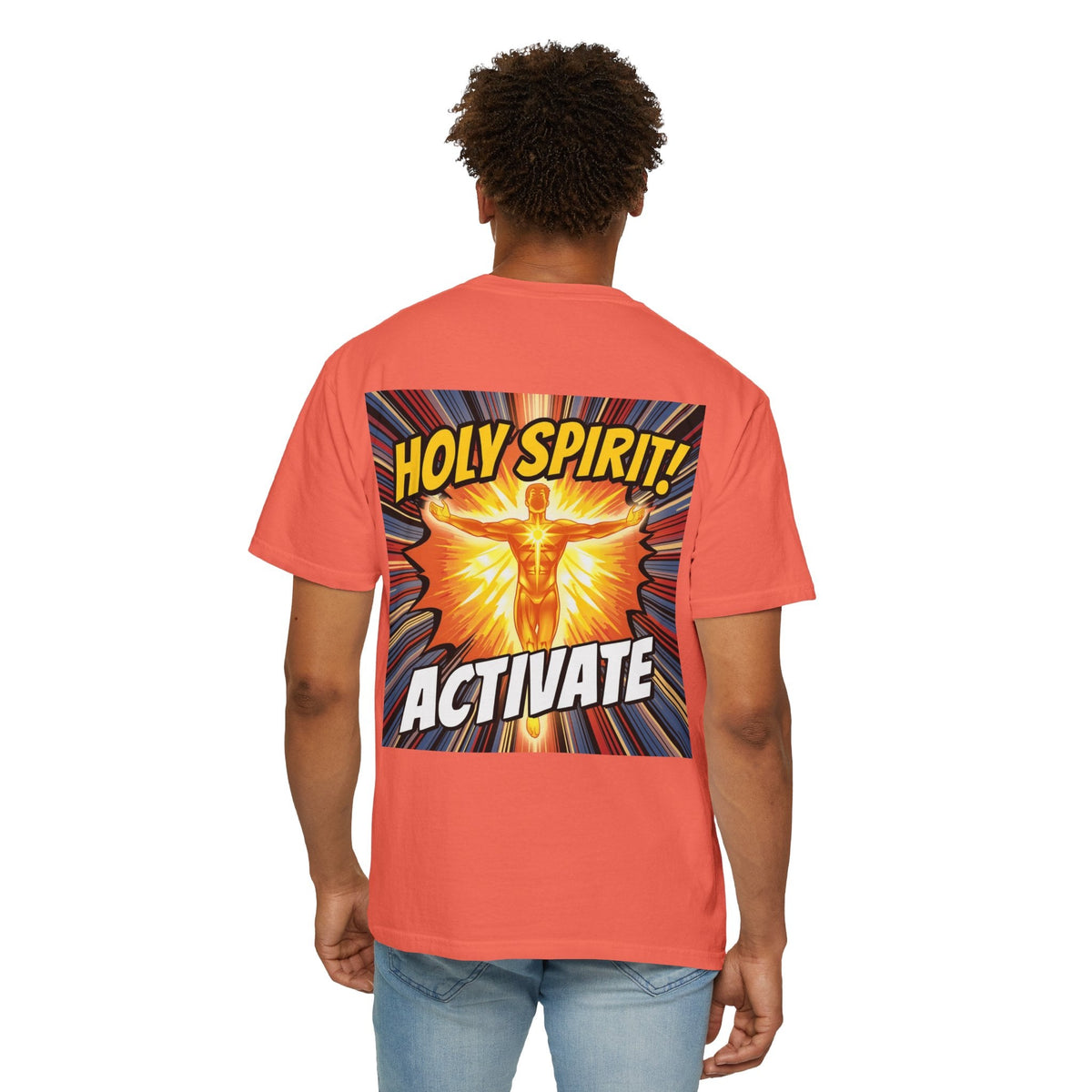 Holy Spirit Activate T-shirt – Superhero Christian T-shirt with Vibrant Power-Up Design for Faith-Fueled Boldness Printify