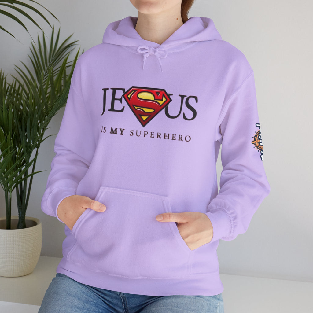 Jesus Is My Superhero Hoodie — Christian Faith Graphic Pullover Printify