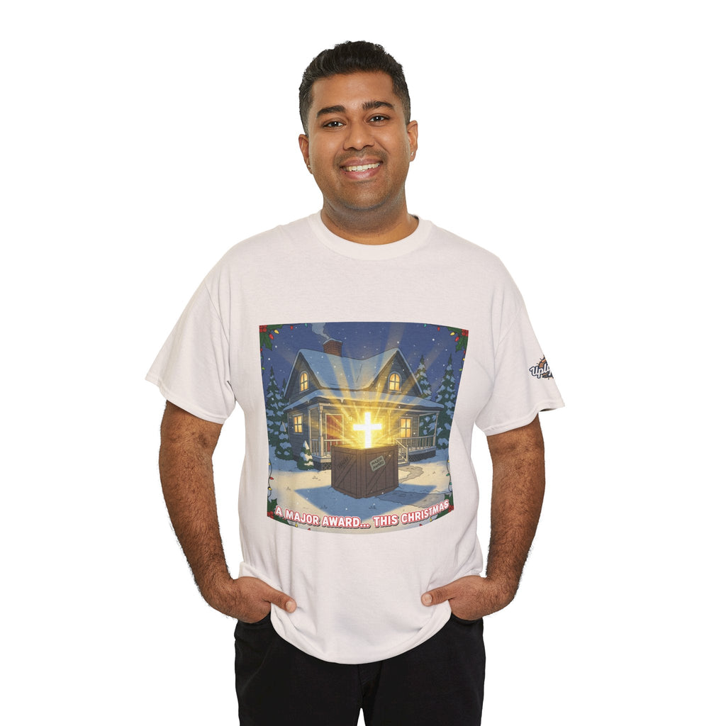 A Major Award This Christmas T-shirt – Fragile Leg Lamp Parody Cross Unboxing Christian T-shirt for Hilarious Faith & Holiday Glow Printify