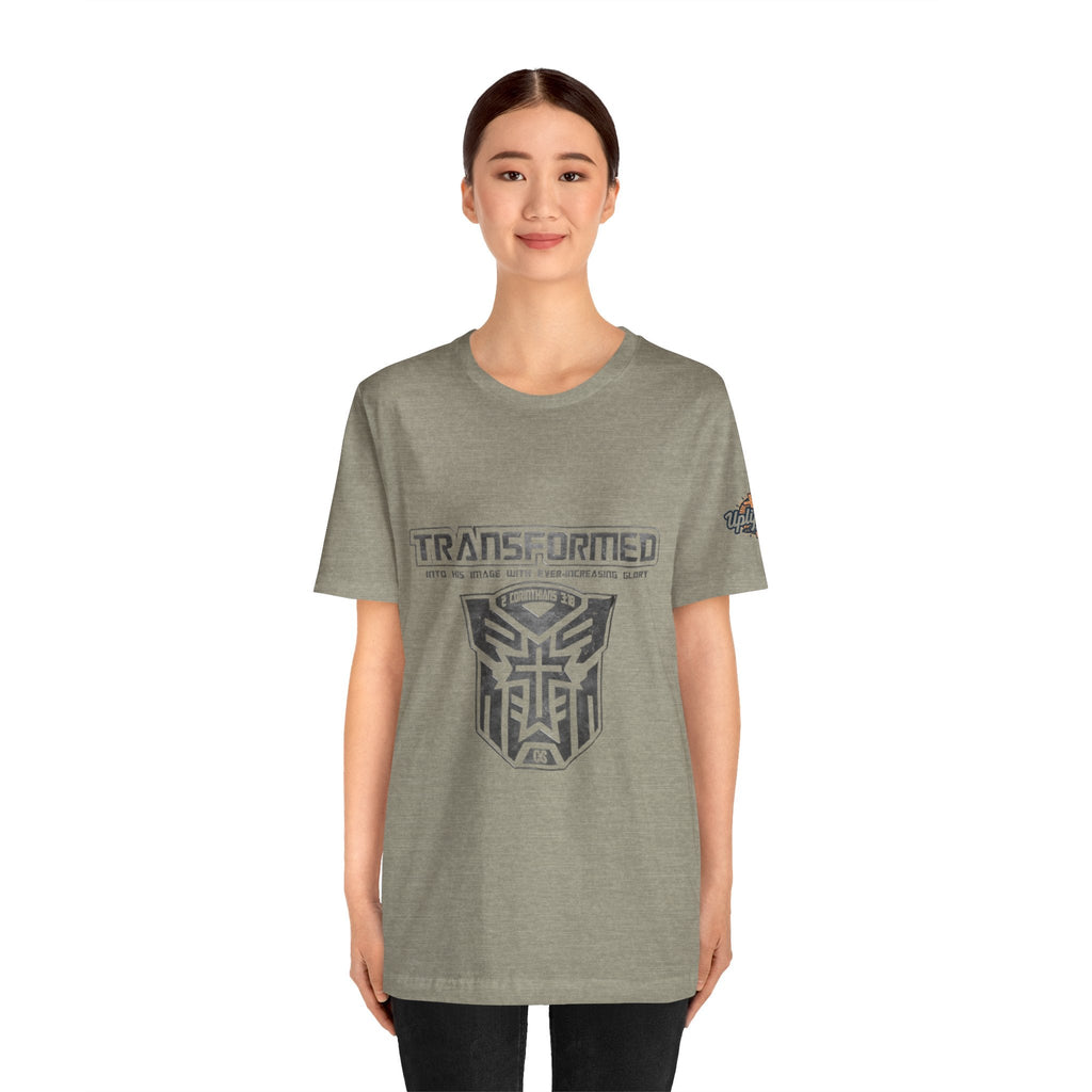 Transformer Logo Christian T-shirt | 2 Corinthians 3:18 Bible Verse T-shirt Printify