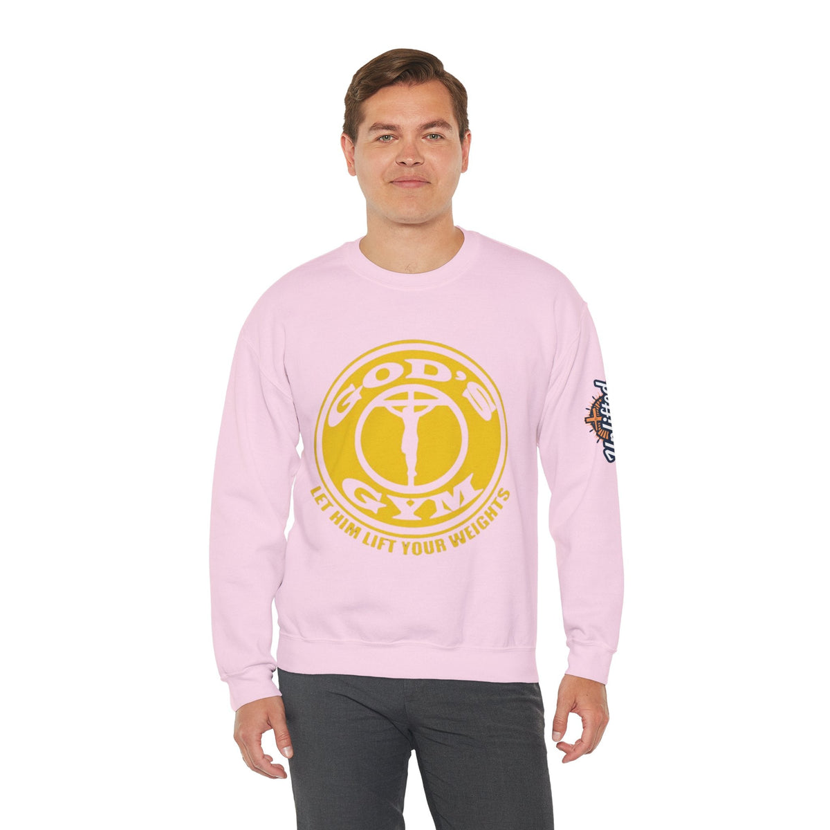 God's Gym Sweatshirt — "Let Him Lift Your Weights" Christian Fitness Sweatshirt Printify