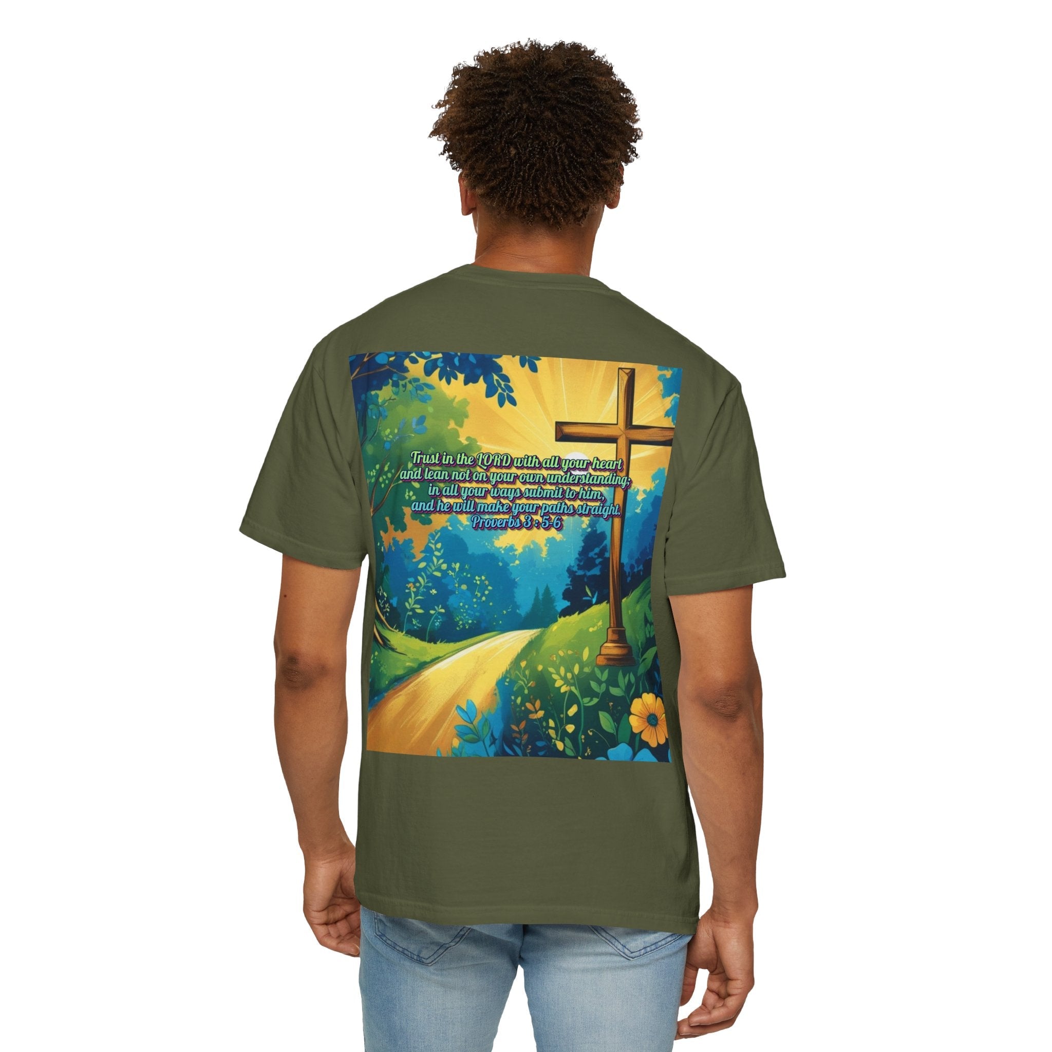 Trust in The Lord Proverbs 3:5-6 Biblical Design Unisex Garment-Dyed T-shirt Printify