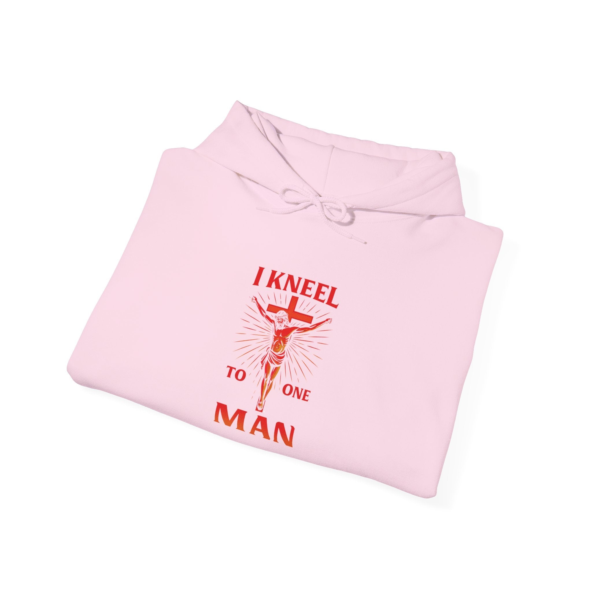 I Kneel to One Man Hoodie – Crucifixion Christian Sweatshirt for Unashamed Devotion & Bold Faith Printify
