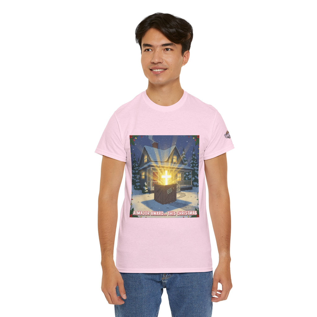A Major Award This Christmas T-shirt – Fragile Leg Lamp Parody Cross Unboxing Christian T-shirt for Hilarious Faith & Holiday Glow Printify
