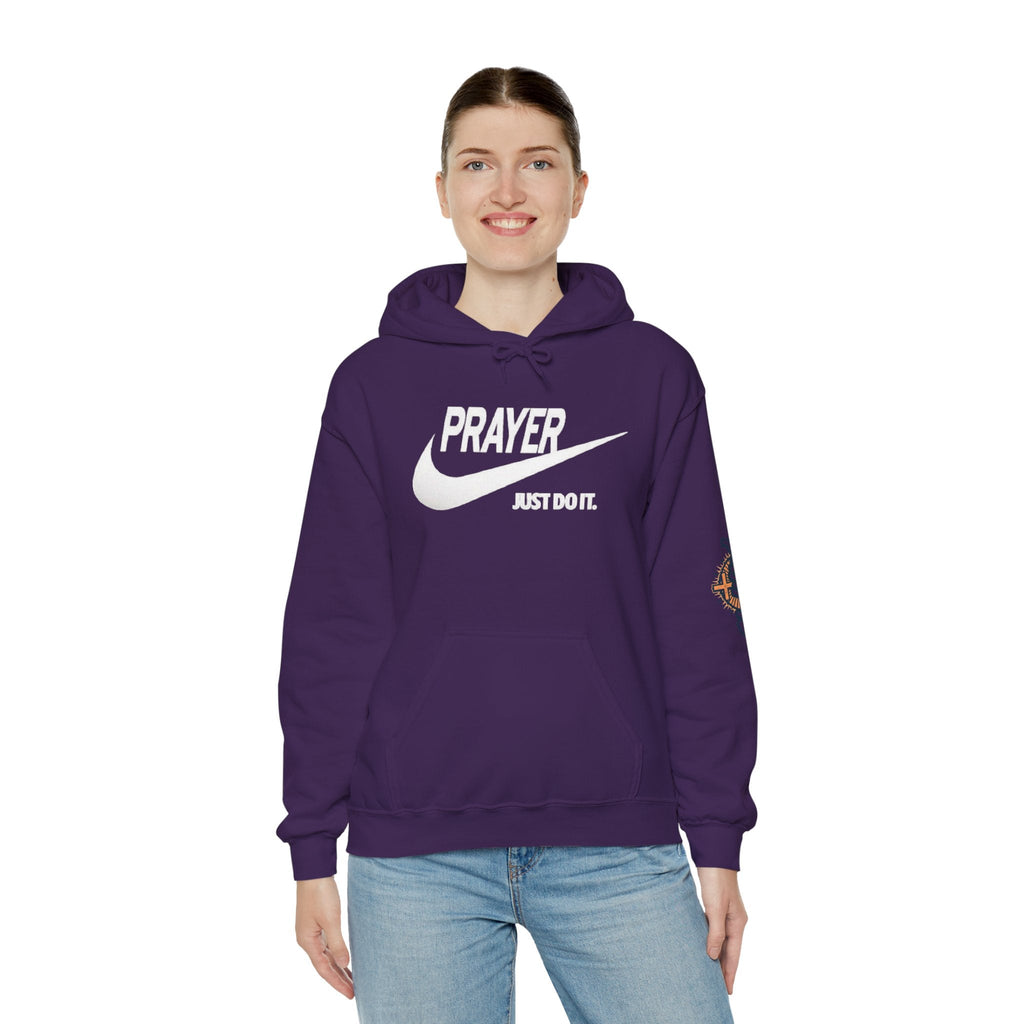 Prayer Just Do It Hoodie - Funny Christian Nike Parody Hoodie - Faith Gear Printify