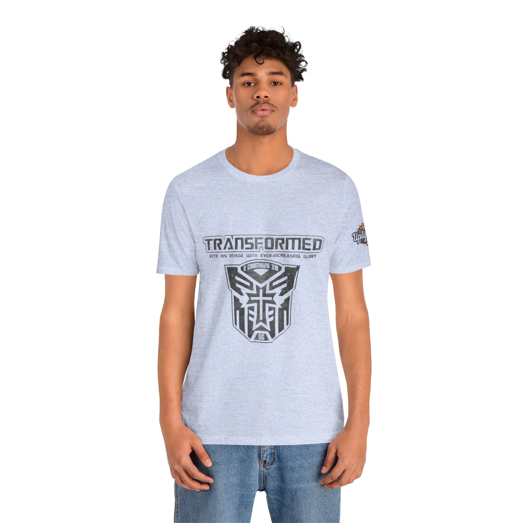 Transformer Logo Christian T-shirt | 2 Corinthians 3:18 Bible Verse T-shirt Printify