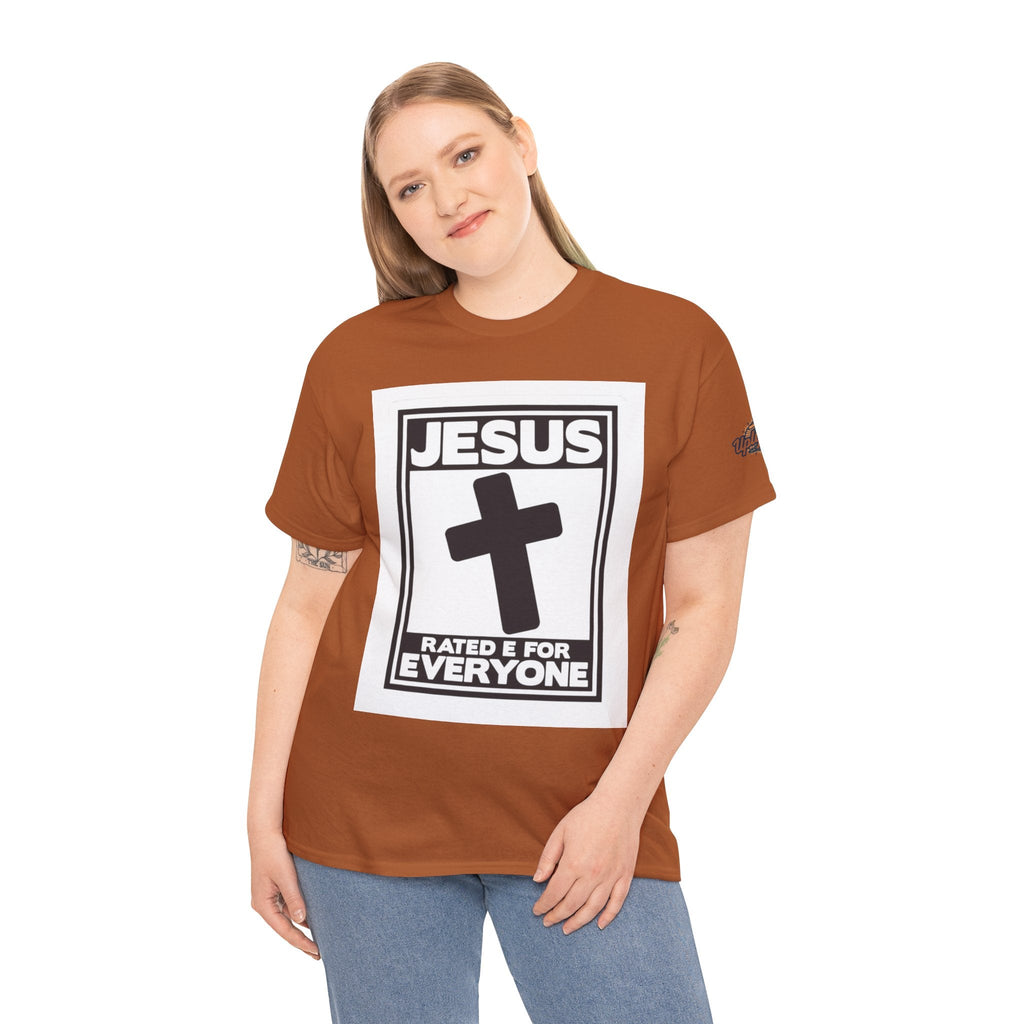 Jesus, Rated E for Everyone T-shirt - Gamer Faith T-shirt - Christian Video Game Parody Printify