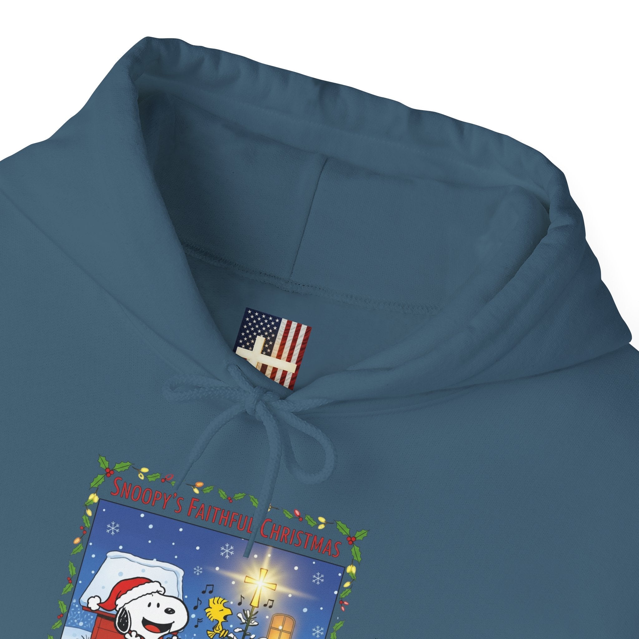 🎄 Faithful Christmas Friends – Christian Holiday Hoodie | Festive Tree & Cartoon Duo | Heartwarming Christmas Tee by Uplifted Gear Printify