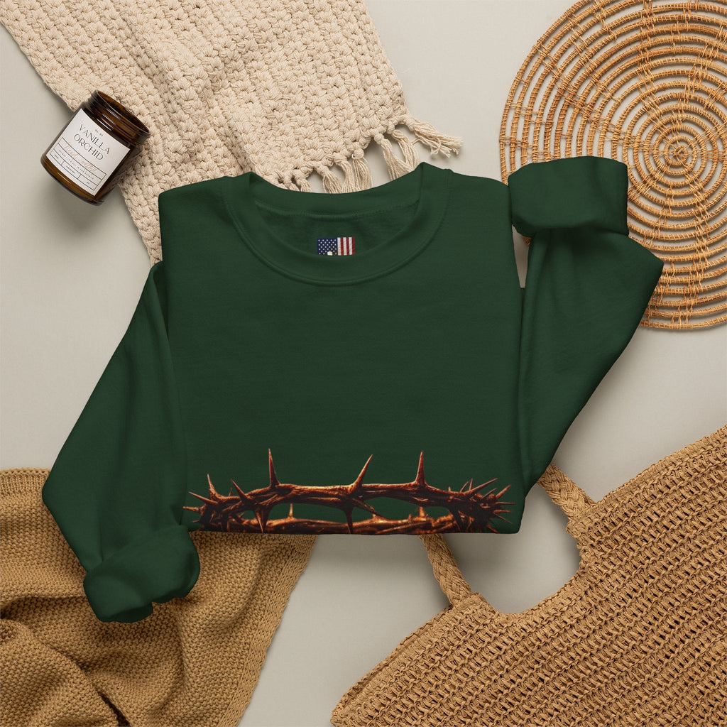 It Is Finished Crown of Thorns Sweatshirt — Christian John 19:30 Faith Sweatshirt Printify