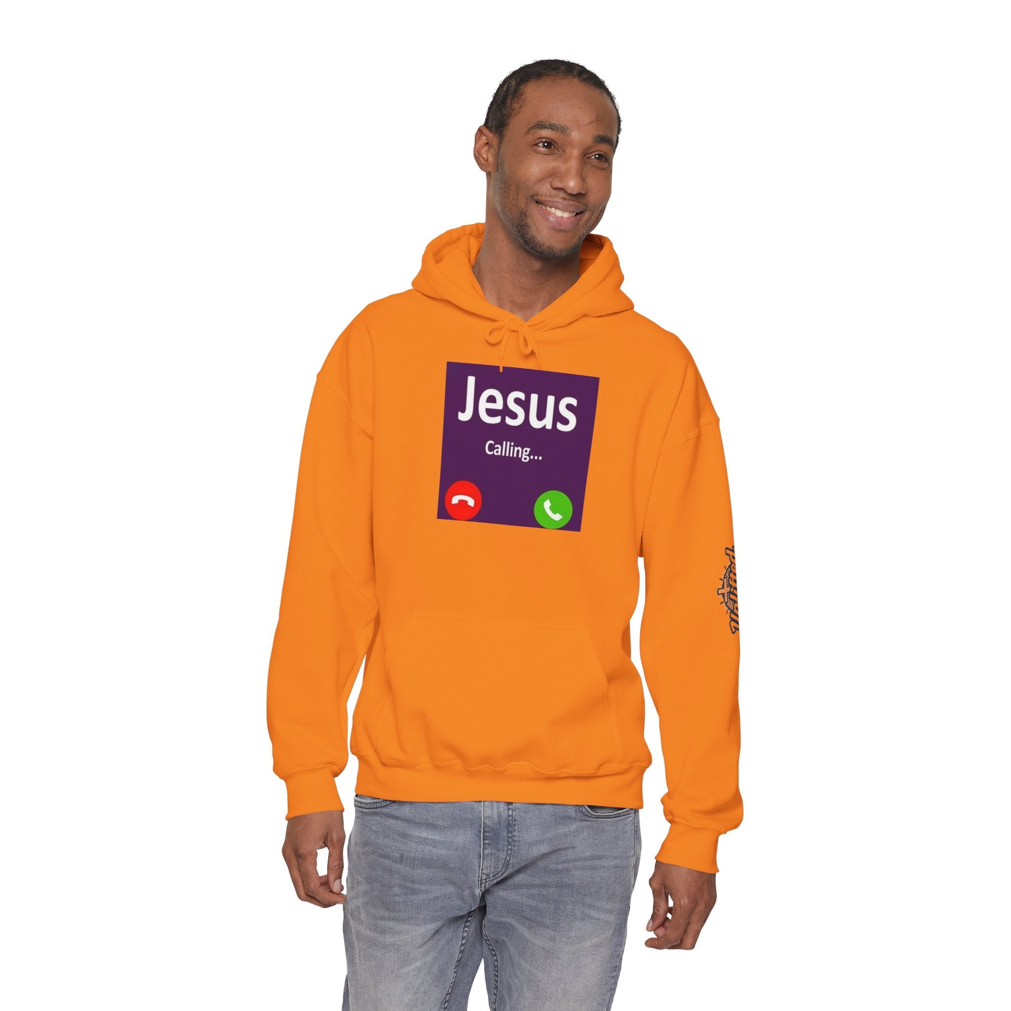 Jesus Calling Hoodie – Funny Cell Phone Screen Christian Sweatshirt for Divine Connection & Faith Humor Printify