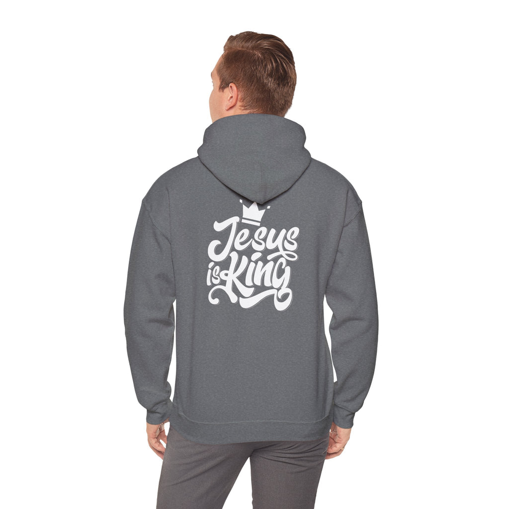 Jesus is King Hoodie – Bold Crown & Cross Christian Sweatshirt for Eternal Reign & Cozy Faith Printify
