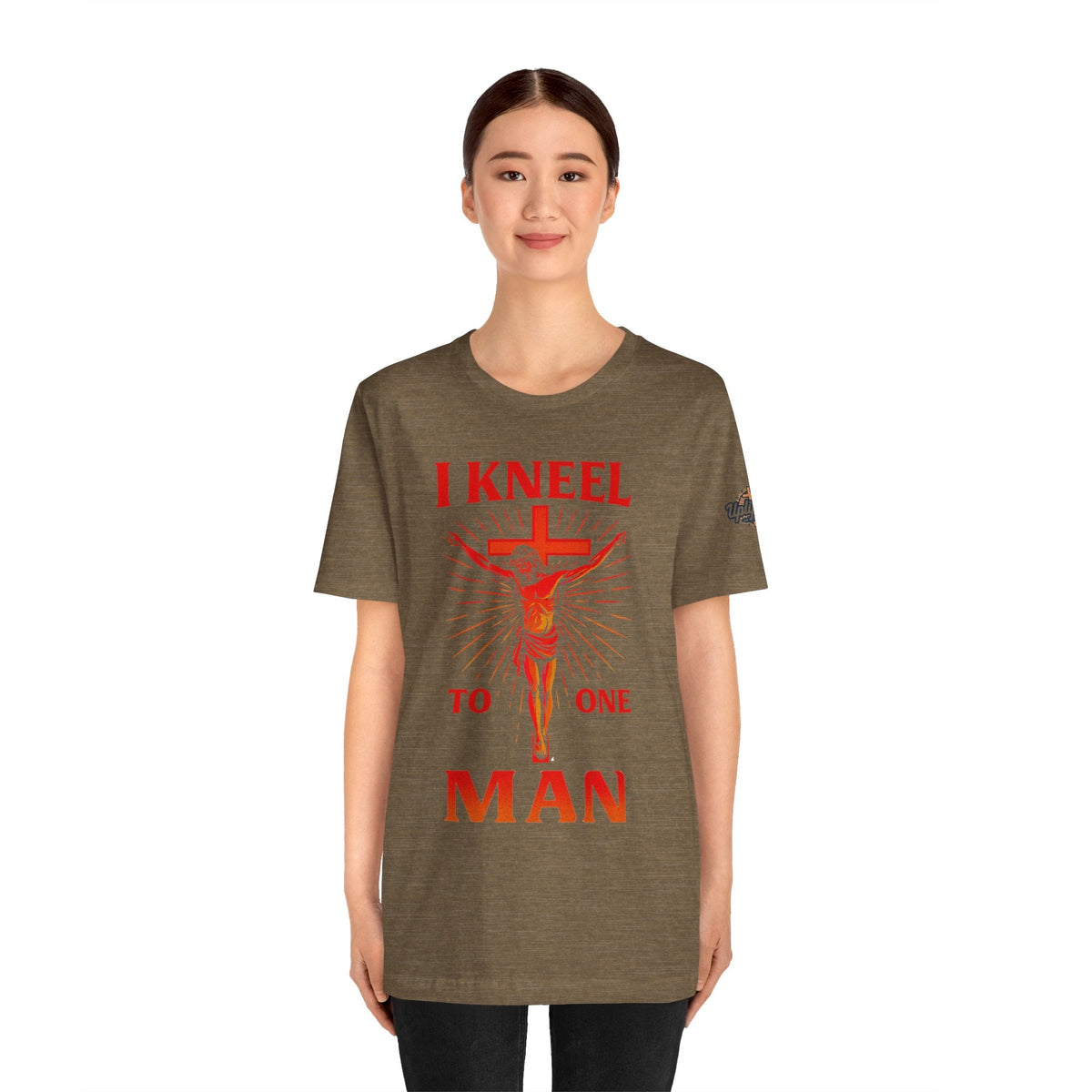 I Kneel to One Man T-shirt – Crucifixion Christian T-shirt for Unashamed Devotion & Bold Faith Printify