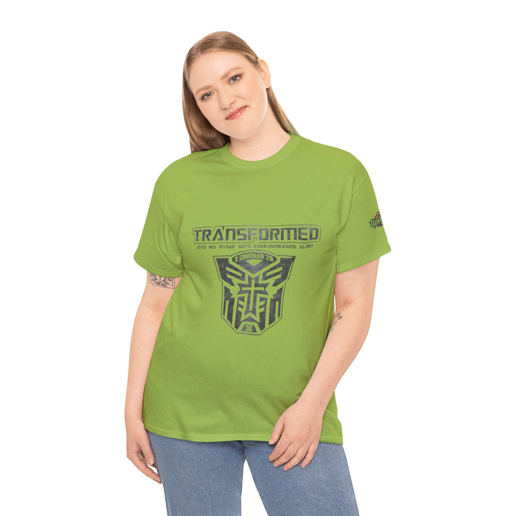 Transformer Logo Christian T-shirt | 2 Corinthians 3:18 Bible Verse T-shirt Printify