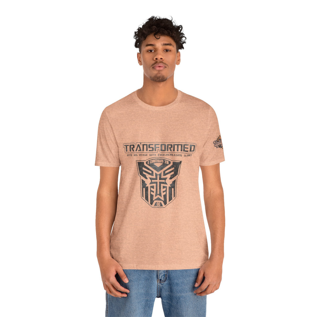 Transformer Logo Christian T-shirt | 2 Corinthians 3:18 Bible Verse T-shirt Printify