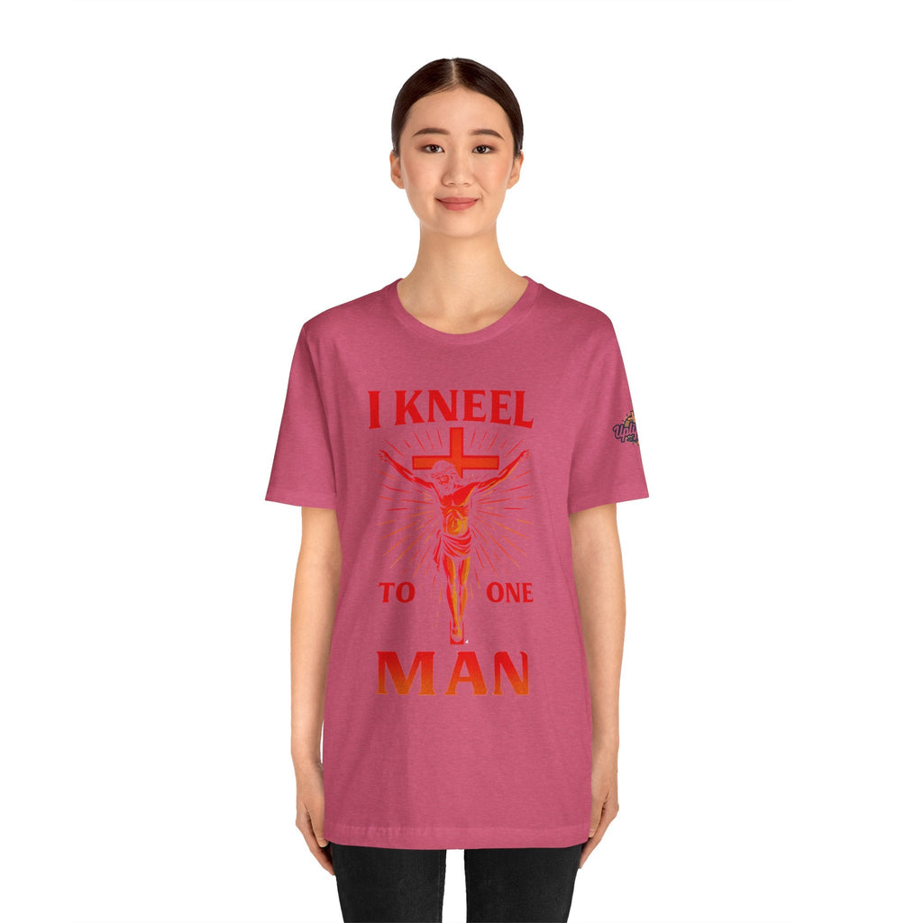 I Kneel to One Man T-shirt – Crucifixion Christian T-shirt for Unashamed Devotion & Bold Faith Printify