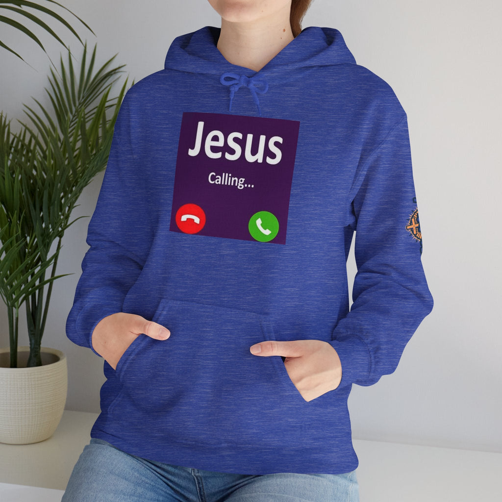 Jesus Calling Hoodie – Funny Cell Phone Screen Christian Sweatshirt for Divine Connection & Faith Humor Printify