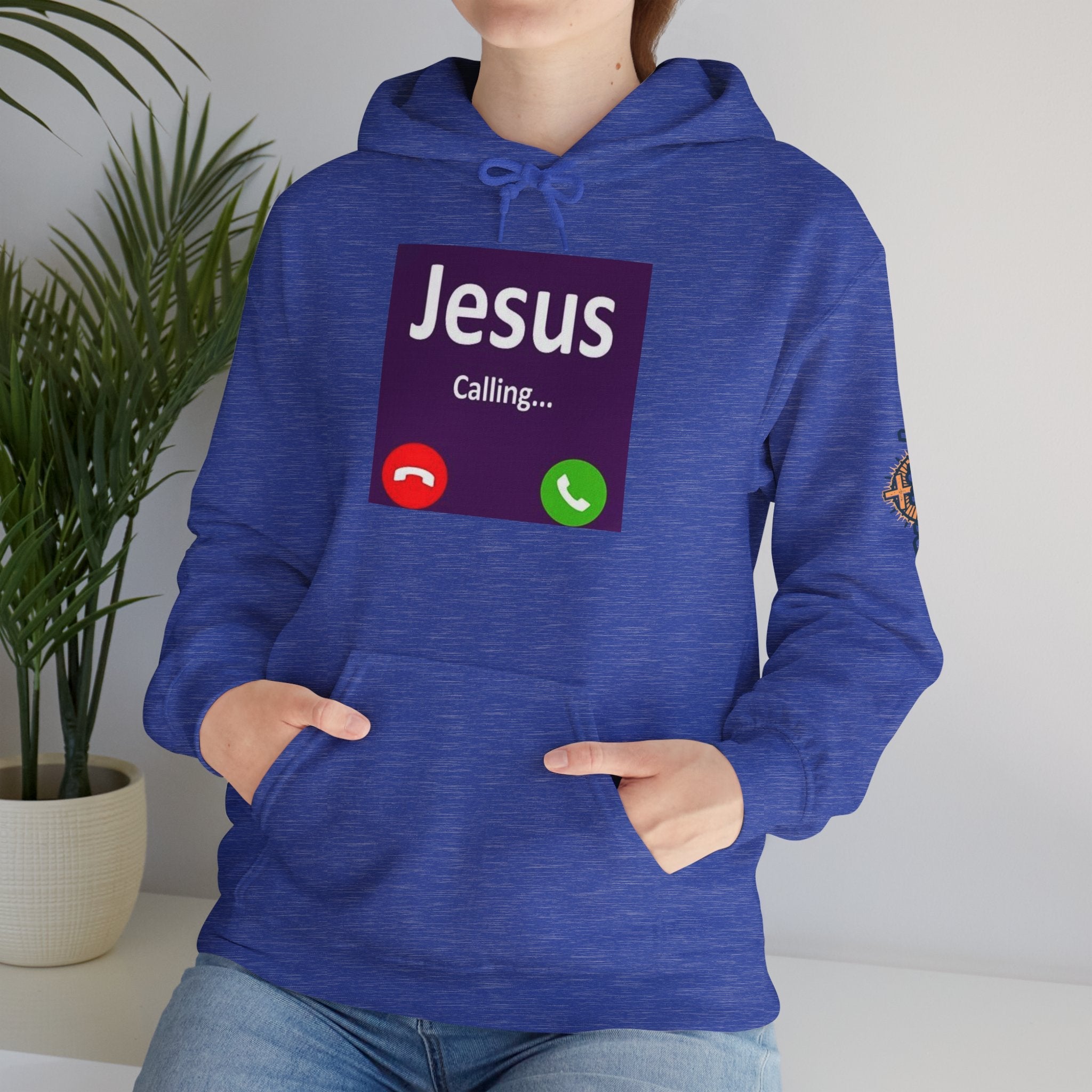 Jesus Calling Hoodie – Funny Cell Phone Screen Christian Sweatshirt for Divine Connection & Faith Humor Printify