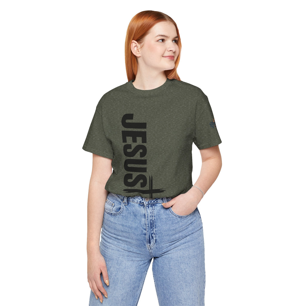 Jesus Is King T-shirt | Modern Typographic Cross Christian T-shirt Printify