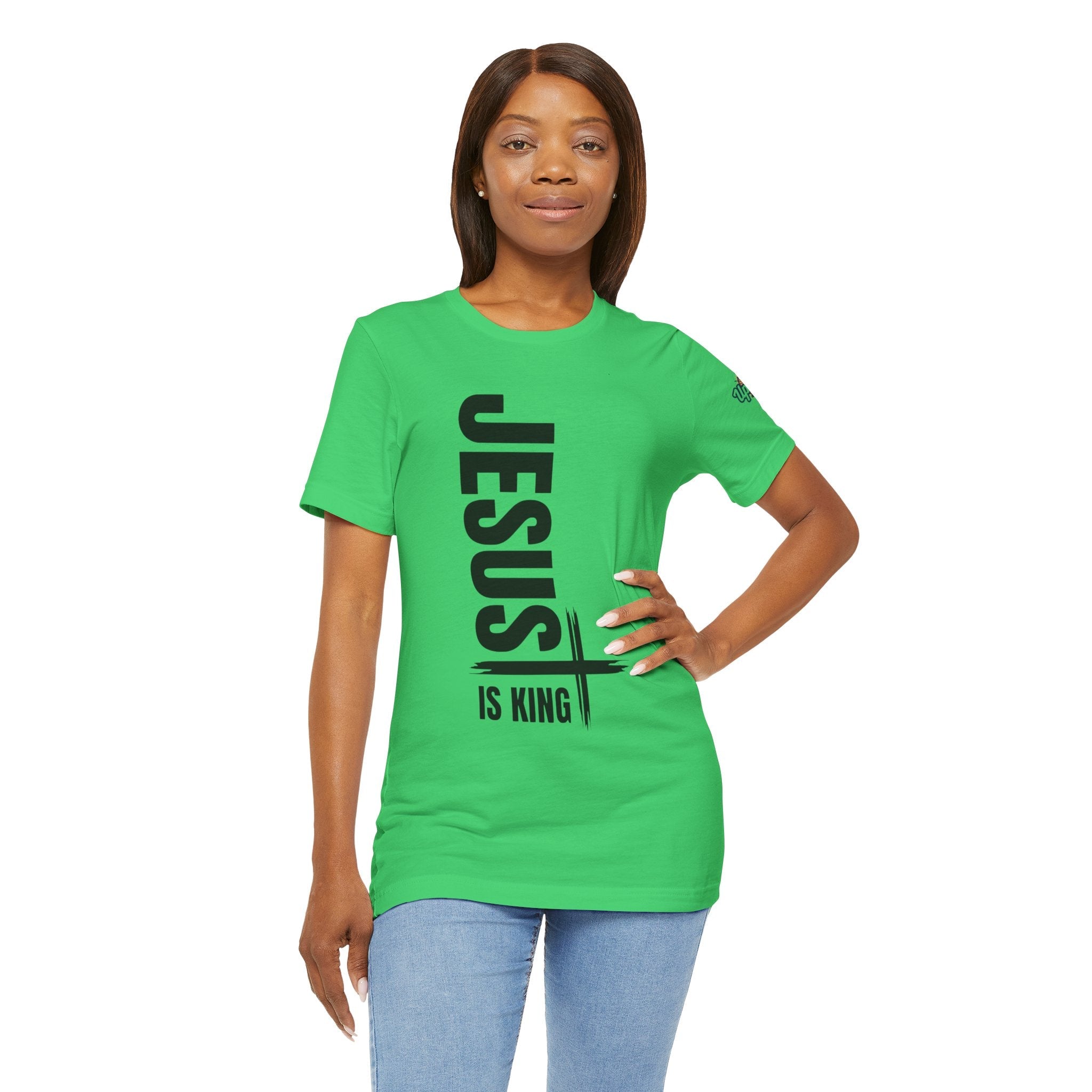 Jesus Is King T-shirt | Modern Typographic Cross Christian T-shirt Printify