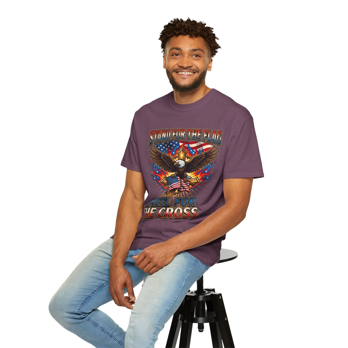 Stand for the Flag Kneel for the Cross T-shirt | Patriotic Eagle T-shirt Printify