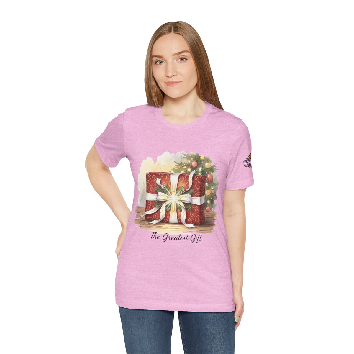 The Greatest Gift T-shirt – Cross Bow Present Christian T-shirt for Christmas Salvation & Eternal Faith Printify