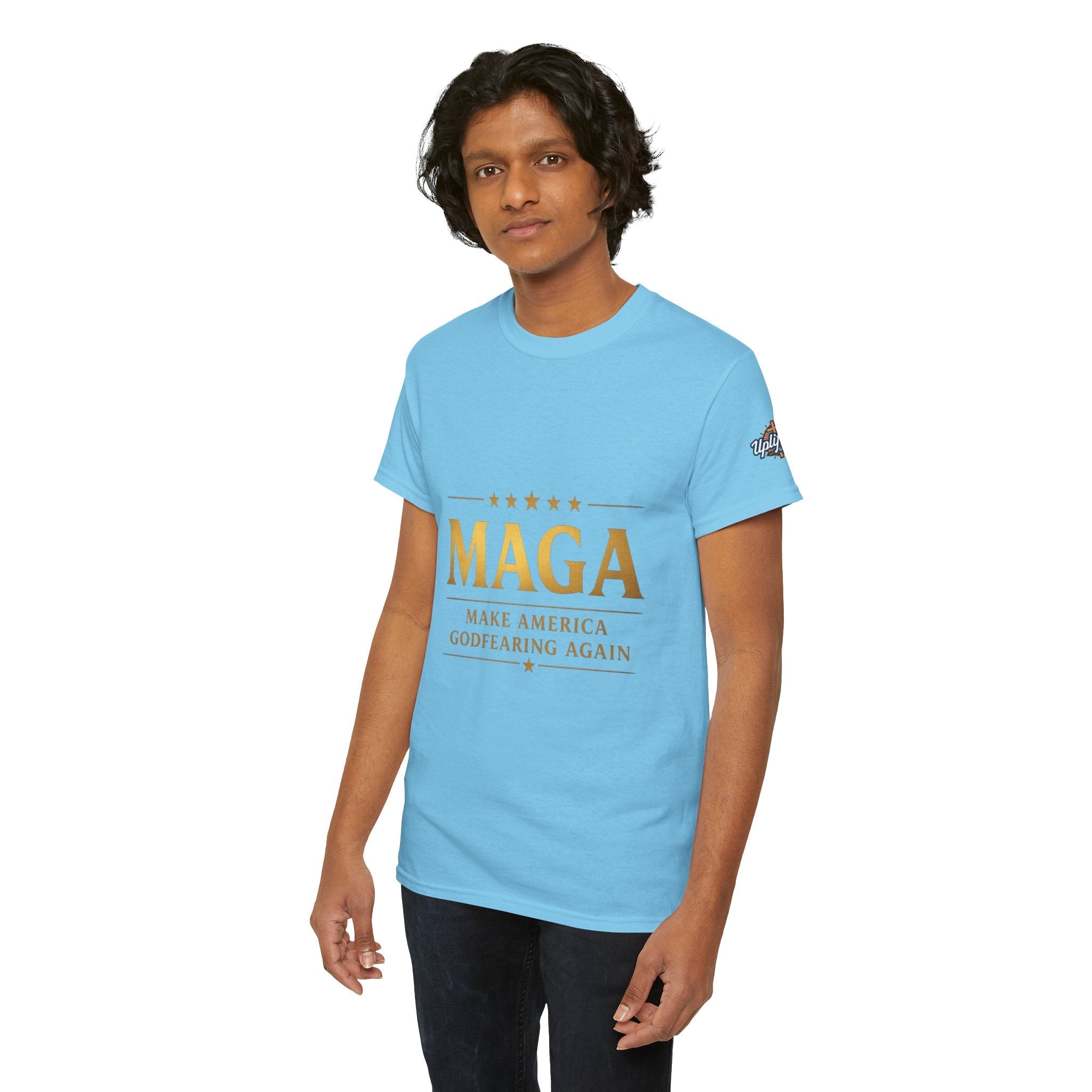 MAGA Gold Letter T-Shirt — "Make America Great Again" Printify