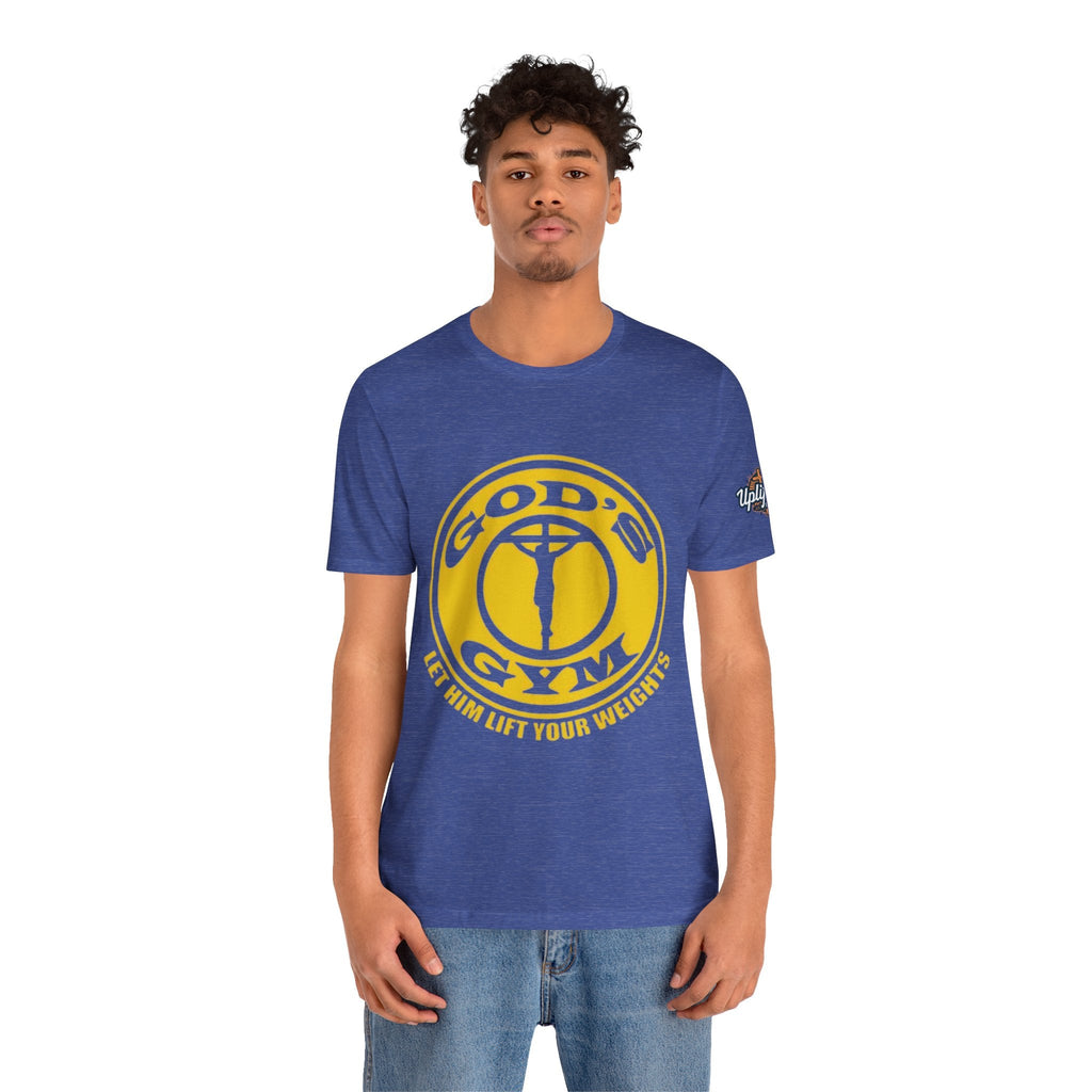 God's Gym T-Shirt — "Let Him Lift Your Weights" Christian Fitness Tee Printify